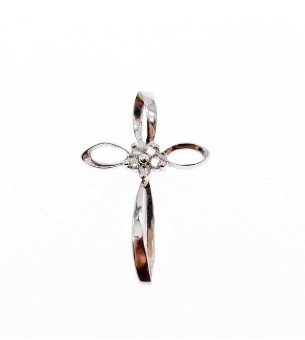 10K White Gold White Sapphires Pendant